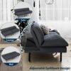 70" Futon Sofa Bed, 4-in-1 Multi-Function Couch Bed with Adjustable Backrest, Modern Convertible Futon, Recliner Love Seat Sleeper Sofa, Small Futon Couch for Living Room, Office, Grey - Image 7
