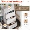 WLIVE Dresser with 4 Drawers, Storage Tower, Organizer Unit, Fabric Dresser for Bedroom, Hallway, Entryway, Closets, Sturdy Steel Frame, Wood Top, Easy Pull Handle, White - Image 5
