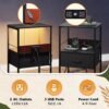WLIVE Night Stand with Charging Station, LED Nightstand with Adjustable Fabric Drawer, 3-Tier Storage Bedside Table, Small End Side Tables for Bedroom, Black - Image 6