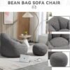 Bean Bag Sofa with Ottoman for Adults, Bean Bag Sofa Chairs with High-Density Foam Modern Lazy Sofa for Living Room Bedroom College Dorm Grey - Image 5