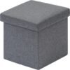 B FSOBEIIALEO Storage Ottoman Cube, Linen Small Foot Seat,for Living Room, Bedroom, Home Office, Dorm Storage Footrest Grey 11.8"x11.8"x11.8" - Image 2