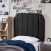 Tavira Allure® College Dorm Headboard with Legs - Bevel Panel - Faux Leather Black - Image 3