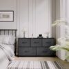 YITAHOME Wide Storage Tower with 5 Drawers - Fabric Dresser, Organizer Unit for Bedroom, Living Room, Closets - Sturdy Steel Frame, Easy Pull Fabric Bins & Wooden Top (Black/Grey) - Image 3