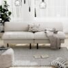 70" Futon Sofa Bed, 4-in-1 Multi-Function Couch Bed with Adjustable Backrest, Modern Convertible Futon, Recliner Love Seat Sleeper Sofa, Small Futon Couch for Living Room, Dorm, Beige - Image 3