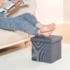 B FSOBEIIALEO Storage Ottoman Cube, Linen Small Foot Seat,for Living Room, Bedroom, Home Office, Dorm Storage Footrest Grey 11.8"x11.8"x11.8" - Image 3