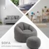 Bean Bag Sofa with Ottoman for Adults, Bean Bag Sofa Chairs with High-Density Foam Modern Lazy Sofa for Living Room Bedroom College Dorm Grey - Image 7