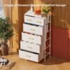 Tall Dresser with 6 Drawers, White Dresser for Bedroom, Tall Storage Tower for Closet, Nursery, Dorm, Dresser Organizer with Sturdy Steel Frame, Fabric Bins, Leather Finish, Wood Top, White - Image 5