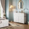WLIVE Dresser with 7 Drawers, Dressers for Bedroom, Fabric Storage Tower, Hallway, Entryway, Closets, Sturdy Steel Frame, Wood Top, Easy Pull Handle, White - Image 5