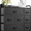 YITAHOME Fabric Dresser with 7 Drawers - Storage Tower with Large Capacity, Organizer Unit for Living Room - Sturdy Steel Frame, Easy Pull Fabric Bins & Wooden Top (Black/Grey) - Image 2