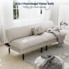 70" Futon Sofa Bed, 4-in-1 Multi-Function Couch Bed with Adjustable Backrest, Modern Convertible Futon, Recliner Love Seat Sleeper Sofa, Small Futon Couch for Living Room, Dorm, Beige - Image 9