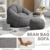 Bean Bag Sofa with Ottoman for Adults, Bean Bag Sofa Chairs with High-Density Foam Modern Lazy Sofa for Living Room Bedroom College Dorm Grey - Image 6