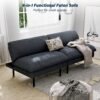 70" Futon Sofa Bed, 4-in-1 Multi-Function Couch Bed with Adjustable Backrest, Modern Convertible Futon, Recliner Love Seat Sleeper Sofa, Small Futon Couch for Living Room, Office, Grey - Image 9