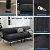 70" Futon Sofa Bed, 4-in-1 Multi-Function Couch Bed with Adjustable Backrest, Modern Convertible Futon, Recliner Love Seat Sleeper Sofa, Small Futon Couch for Living Room, Office, Grey - Image 8