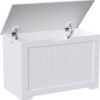 ZENY Lift Top Storage Cabinet Bench, Wooden Chest Room Organizer Bin with 2 Safety Hinges (White) - Image 2