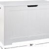 ZENY Lift Top Storage Cabinet Bench, Wooden Chest Room Organizer Bin with 2 Safety Hinges (White) - Image 9