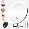 10X Magnifying Mirror with Light, 6" Large Rechargeable 3 Colors Dimming Lighted Magnifying Mirror with 3 Suction Cups and 360° Stand, Travel Tabletop Magnified Makeup Mirror with Tweezers & Scissors - Image 2