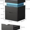 2pcs Nightstand with Charging Station and LED Lights, Night Stand with Sliding Top, Modern End Side Table with 2 Drawers, Bedside Table for Bedroom, Living Room, Office - Image 3