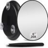 20X Makeup Magnifying Mirror, 20X High Magnifying Mirror with Suction Cups, Round 6'' Magnifying Mirror Compact Travel Magnifying Mirror, 20X Magnified Mirror Makeup Magnification Mirror and Tweezers - Image 2