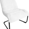 Upholstered Metal-Framed Lounge Chair with Sherpa Seat, White - Ideal for Bedrooms, Living Rooms, Dorms, Indoor Spaces, Accent and Lounging - Image 2