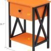 VECELO Nightstand,Modern Bedside End Table, Night Stand with Drawer and Storage Shelf for Living Room Bedroom, Industrial Metal Frame - Image 4