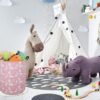 19.7" Round Canvas Large Clothes Basket Laundry Hamper with Handles,Waterproof Cotton Storage Organizer Perfect for Kids Boys Girls Toys Room, Bedroom, Nursery,Home,Gift Basket(alpaca) - Image 3