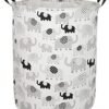 19.7" Round Canvas Large Clothes Basket Laundry Hamper with Handles,Waterproof Cotton Storage Organizer Perfect for Kids Boys Girls Toys Room, Bedroom, Nursery,Home,Gift Basket(elephant) - Image 2