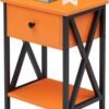 VECELO Nightstand,Modern Bedside End Table, Night Stand with Drawer and Storage Shelf for Living Room Bedroom, Industrial Metal Frame - Image 2