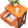 VECELO Nightstand,Modern Bedside End Table, Night Stand with Drawer and Storage Shelf for Living Room Bedroom, Industrial Metal Frame - Image 7