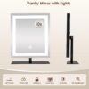 Beelux Lighted Makeup Mirror 12In Vanity Mirror with Lights,Three Color Lighting Modes,10X Magnification Mirror,Smart Touch Control Mental Frame Desk Mirror-Black - Image 3