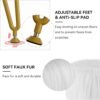 Vanity Stool Chair with Storage, Faux Fur Makeup Room Seat Stool, Soft Padded Seat, Round Footrest Footstools with 4 Metal Legs & Adjustable Footings, Vanity, Bathroom, Bedroom Chairs White - Image 5