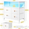 Yoobure Night Stand with Charge Station, Nightstand with 4 Drawers Bedside Table, LED Dresser with Storage Shelf, Night Stands for Bedroom, Side Table 3-Tier Wood End Table for Home, Office White - Image 4