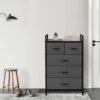AZL1 Life Concept Storage Dresser Furniture Unit - Large Standing Organizer Chest for Bedroom, Office, Living Room, and Closet - 5 Drawers Removable Fabric Bins - Dark Grey - Image 3