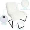 Upholstered Metal-Framed Lounge Chair with Sherpa Seat, White - Ideal for Bedrooms, Living Rooms, Dorms, Indoor Spaces, Accent and Lounging - Image 5