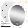 30X Magnifying Mirror with Lights, 6inch Travel Magnifying Mirror, Lighted Magnified Mirror with 3 Color Lights Dimmable Makeup 30X Magnification Mirror, Large 30X Magnifying Mirror with Suction Cups - Image 2