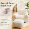Bean Bag Chair with Ottoman, Armrest Bean Bag Chair with Filler, Ultra Soft Fluffy Faux Fur Bean Bag Chair with Foot Rest, Plush Lazy Sofa with Foot Stool for Living Room, Dorm - Image 9