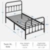 Yaheetech Classic Metal Platform Bed Frame Mattress Foundation with Victorian Style Iron-Art Headboard/Footboard/Under Bed Storage/No Box Spring Needed/Twin XL Size Black - Image 3