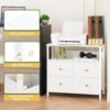 Yoobure Night Stand with Charge Station, Nightstand with 4 Drawers Bedside Table, LED Dresser with Storage Shelf, Night Stands for Bedroom, Side Table 3-Tier Wood End Table for Home, Office White - Image 8