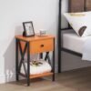 VECELO Nightstand,Modern Bedside End Table, Night Stand with Drawer and Storage Shelf for Living Room Bedroom, Industrial Metal Frame - Image 6