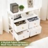 Yoobure Night Stand with Charge Station, Nightstand with 4 Drawers Bedside Table, LED Dresser with Storage Shelf, Night Stands for Bedroom, Side Table 3-Tier Wood End Table for Home, Office White - Image 7