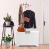 ZENY Lift Top Storage Cabinet Bench, Wooden Chest Room Organizer Bin with 2 Safety Hinges (White) - Image 6