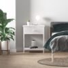 White Nightstands Set of 2, Small Night Stand with Drawer and Shelf Storage End Table for Bedroom, Dorm, Modern - Image 5