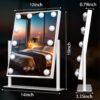 Vanity Mirror with Lights 14" x 19", Lighted Makeup Mirror 12 Dimmable Bulb, Smart Touch Hollywood Vanity Mirror, 3 Color Temperature, White - Image 7