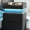 2pcs Nightstand with Charging Station and LED Lights, Night Stand with Sliding Top, Modern End Side Table with 2 Drawers, Bedside Table for Bedroom, Living Room, Office - Image 9