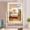 Vanity Mirror with Lights, Hollywood Makeup Mirror with Lights, Touch Control, 3 Color Lighting Modes, Dimmable, Detachable 10X Magnification Mirror, 360° Rotation (16in, White) - Image 2