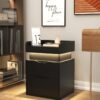 2pcs Nightstand with Charging Station and LED Lights, Night Stand with Sliding Top, Modern End Side Table with 2 Drawers, Bedside Table for Bedroom, Living Room, Office - Image 7