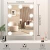 Vanity Mirror with Lights,9.8"x11.8"LED Mirror Makeup,Light up Mirror with 9 Dimmable LED Bulbs for Bedroom,3 Colors Modes,Touch Control,(White) - Image 6