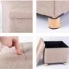 BRIAN & DANY Foldable Storage Ottoman Footrest and Seat Cube with Wooden Feet and Lid, Khaki 15” x15” x14.7” - Image 9