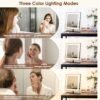 Beelux Lighted Makeup Mirror 12In Vanity Mirror with Lights,Three Color Lighting Modes,10X Magnification Mirror,Smart Touch Control Mental Frame Desk Mirror-Black - Image 4
