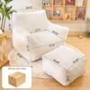 Bean Bag Chair with Ottoman, Armrest Bean Bag Chair with Filler, Ultra Soft Fluffy Faux Fur Bean Bag Chair with Foot Rest, Plush Lazy Sofa with Foot Stool for Living Room, Dorm - Image 3