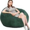Bean Bag Chairs with Faux Rabbit Fur Cover, 3 ft Giant Memory Foam Bean Bag Chairs for Adults/Teens with Filling,Ultra Soft Faux Fur Fabric, Round Fluffy Sofa for Living Room Bedroom College Dorm - Image 2